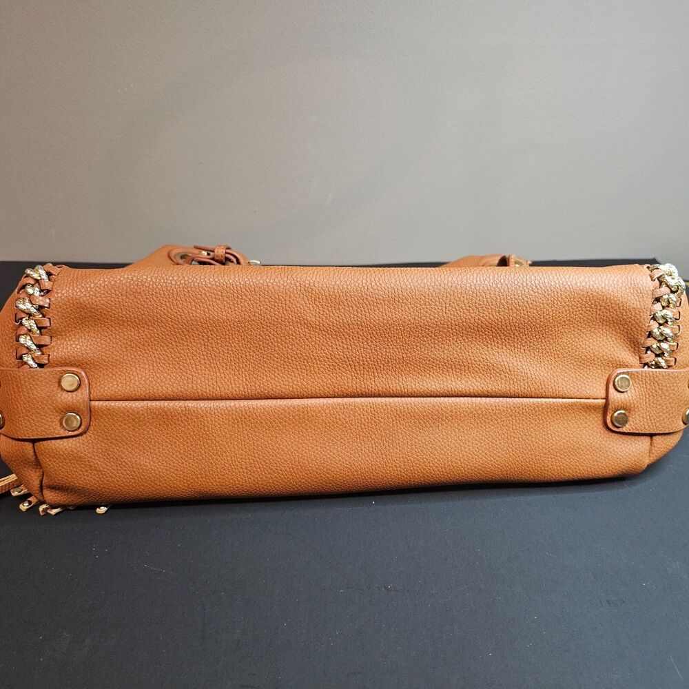 Anthropologie Melie Bianco Vegan Leather Camel Hobo Purse Handles Gold 11 x 16" - Picture 6 of 13